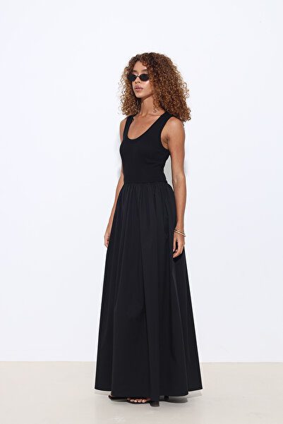 Mozto Noira Maxi Poplin White Tank Dress