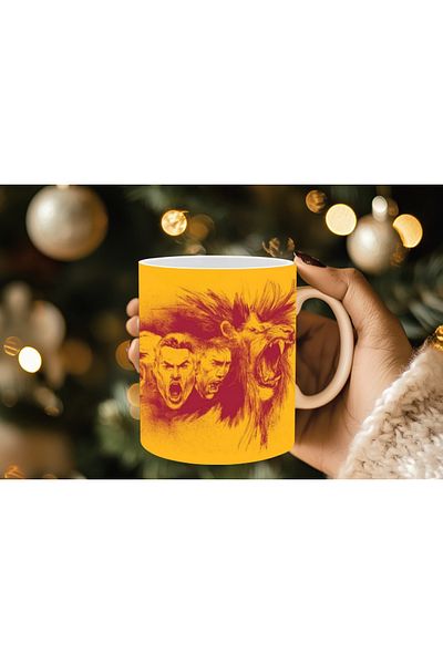 Evion Fan Themed Porcelain Mug Yellow-Red / Black-White / Yellow-Navy Blue Colored Fan Mugs