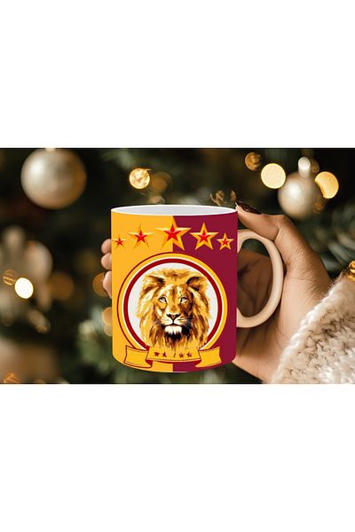 Evion Fan Themed Porcelain Mug Yellow-Red / Black-White / Yellow-Navy Blue Colored Fan Mugs