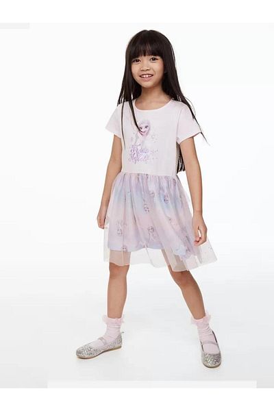 Pink Hippo Kids Girl's Character Printed Skirt Tulle Short Sleeve Dress