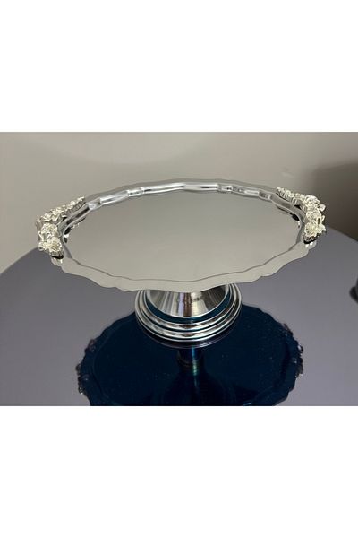 SEVA ÇELİK Steel Oval Handle Model Footed Cake Cooky Stand Catering