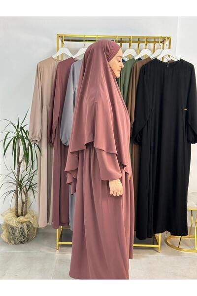 erasra class Σετ φορέματος Dusty Rose Souffle - Κατάλληλο για Rohali, Hajj και Umrah στο πλάι