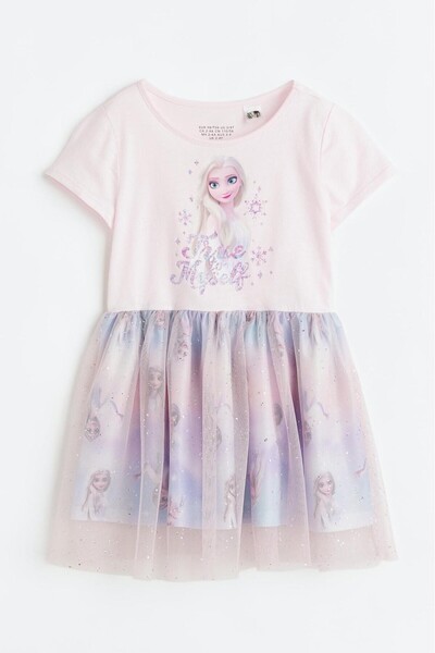 Pink Hippo Kids Girl's Character Printed Skirt Tulle Short Sleeve Dress