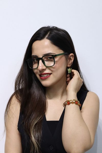 Clarvo Unisex Green Transparent Blue Light Protection Stylish Glasses