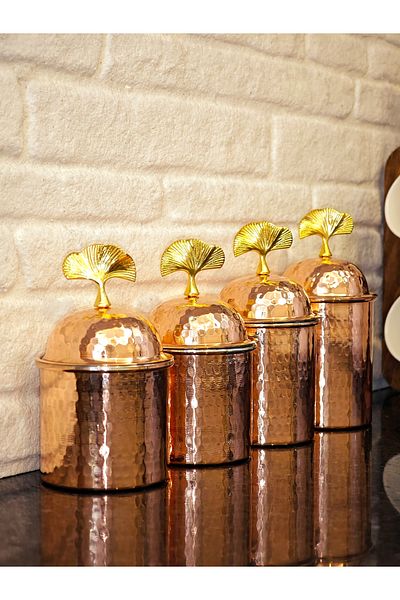 modabakir Copper 4-Piece Spice Jar Set, Spice Jar Jar