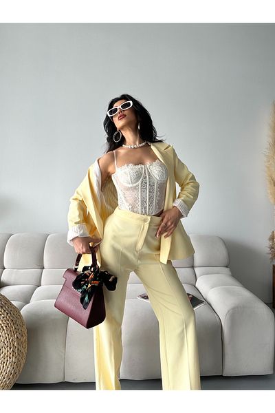 MYGİYİMİSTANBUL Blazer Jacket wide leg Pants Set