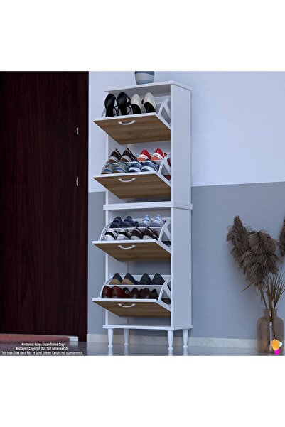 Modilayn Umay' 2 Li Kapı Önü 52 X 160 X 25,5 Cm’ Lik 4 Düşer Kapak 8 Göz Bölm...