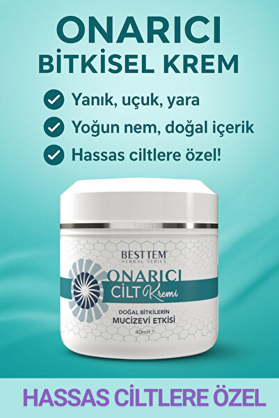 BESTTEM Onarıcı Cilt Kremi – Yanık, Uçuk, Yara Ve Bakım | Hindistan Ve Sarı Kantaron Yağı | 40 ml