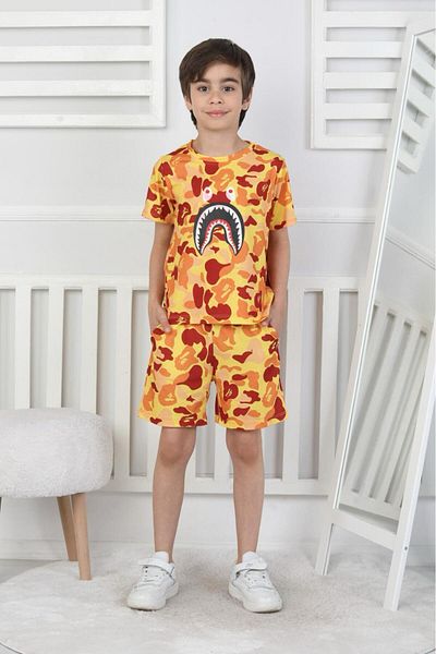 AXXAN Bape Binary Shorts T-Shirt Suit Bottom Top Digital Printing Men's Suit Unisex Bottom Top Suit