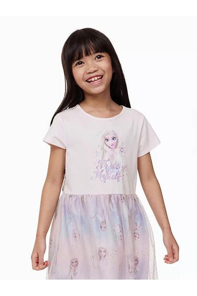Pink Hippo Kids Girl's Character Printed Skirt Tulle Short Sleeve Dress