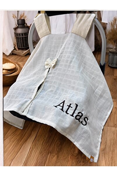 runbaby غطاء عربة الأطفال من الموسلين بطبقة واحدة مقاس 75 × 100 سم بلون إكرو ...