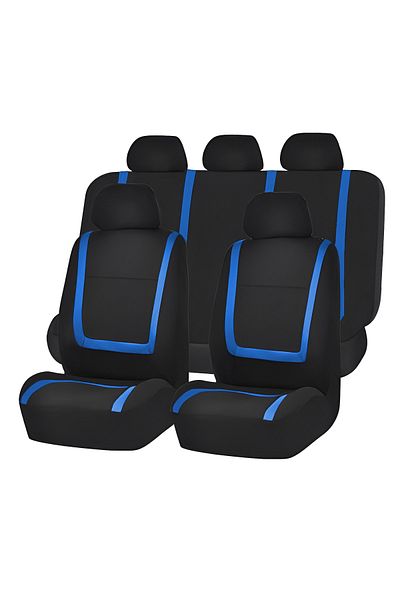 OEM Set huse scaun auto ieftine, Universale 9 piese, model BLUE LINE - ALBASTRU