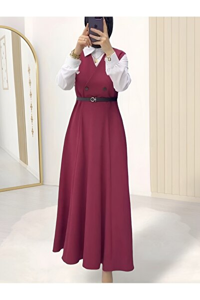 HİJABAYA جيليه بحزام أمامي بزر مزدوج