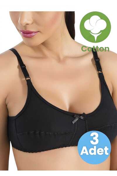 Tezzgelsin Ženski pamučni grudnjak sa četkanim vlaknima i trakama, 3 dela