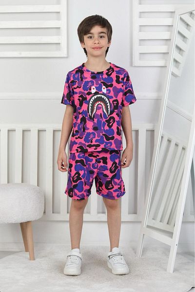 AXXAN Bape Binary Shorts T-Shirt Suit Bottom Top Digital Printing Men's Suit Unisex Bottom Top Suit