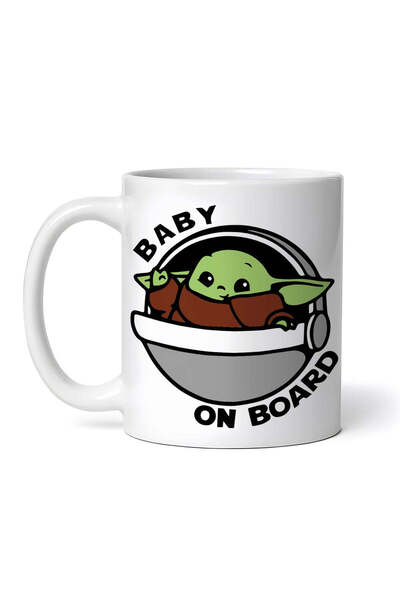 OEM Cană albă personalizată, Baby on board Grogu, INOVATIX®. 330 ml