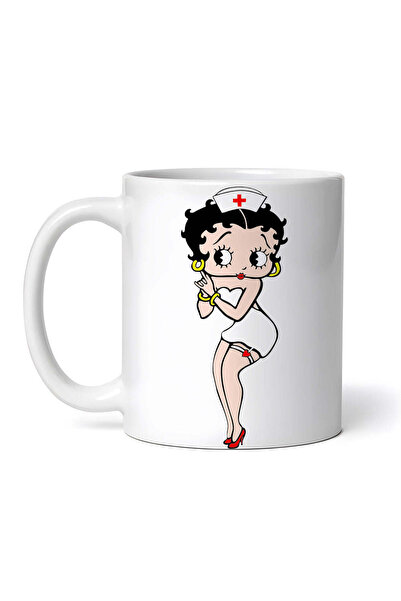 OEM Cană albă personalizată, asistentă Betty Boop, INOVATIX®. 330ml
