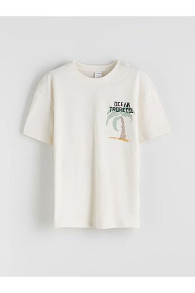 LC Waikiki Lcw Kids Beige Printed Boys' T-Shirt and Pocket Shorts Pack of 2