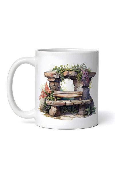 OEM Cană albă personalizată, bancă din piatră cu spătar din lemn, Inovatix®. ...