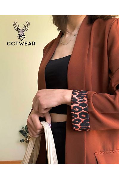 CCTWEAR Dabil Fabric Leopard Sleeve Overlong Jacket