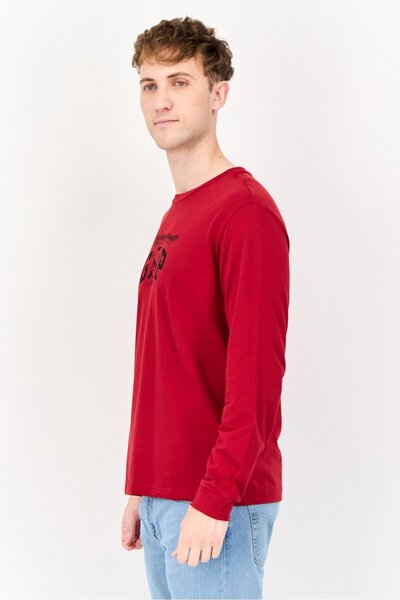 GAP Men Crew Neck Graphic Print Long Sleeves Sweatshirt, Red