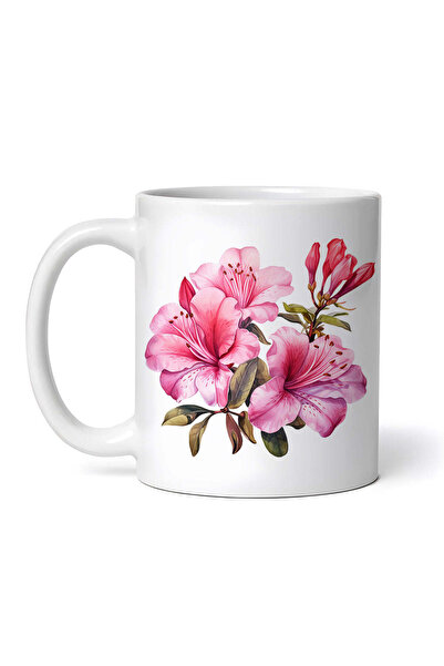 OEM Cană albă personalizată, aranjament floral cu azalee, Inovatix®. 330 ml