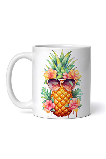 OEM Cană albă personalizată, Ananas cu ochelari de soare, Inovatix®. 330 ml
