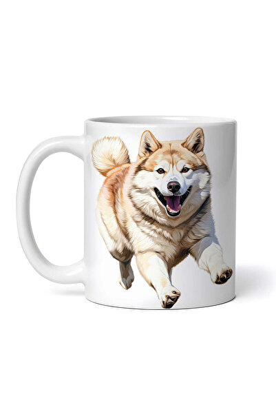 OEM Cană albă personalizată, Akita alergând, INOVATIX®. 330ml