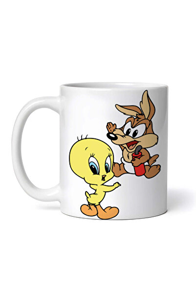 OEM Εξατομικευμένη λευκή κούπα, Baby Looney Tweety και Baby Coyote, INOVATIX®...