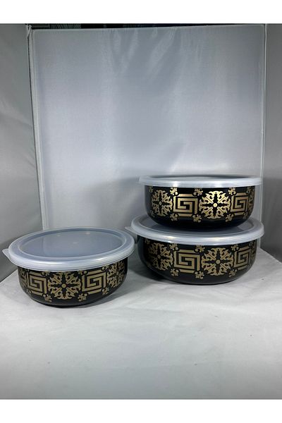 EmayeBurada Flame Enamel Luxury Enamel 3 Size Storage Container, Air Tight Enamel Storage Container Organizer