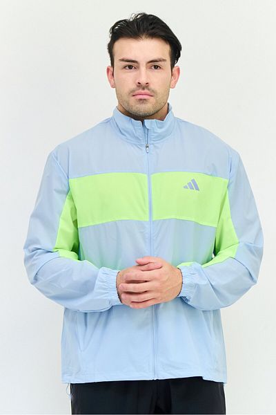 adidas Men Sportswear Fit Long Sleeve Running Jacket, Light Blue