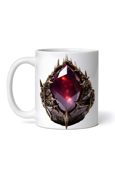 OEM Εξατομικευμένη Λευκή Κούπα, Αντίκα Κόσμημα με Κόκκινη Πέτρα, Inovatix®. 3...