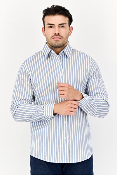 English Laundry Men Regular Fit Stripe Long Sleeves Casual Shirt, Multicolor