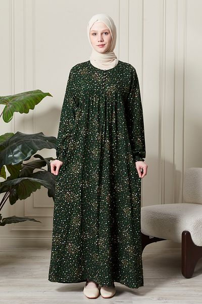 fistan Shirring Robadan Μπροστινά κουμπιά από ύφασμα βισκόζης Φόρεμα προσευχής για μητρικό φόρεμα