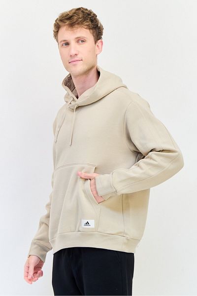 adidas Men Sportswear Fit Long Sleeve Outdoor Hoodie, Beige