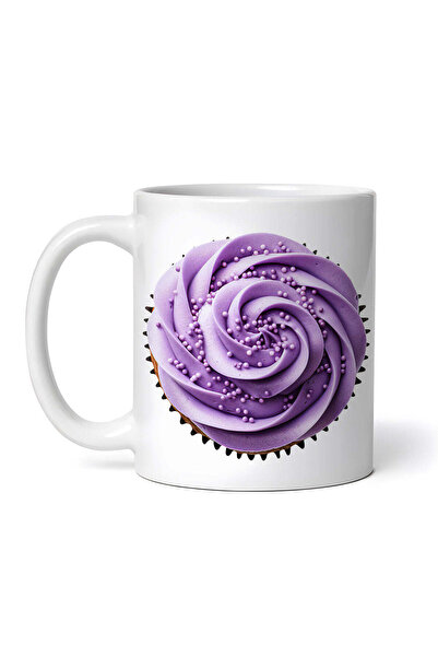 OEM Cană albă personalizată, Muffin cu bomboane mov, INOVATIX®. 330ml