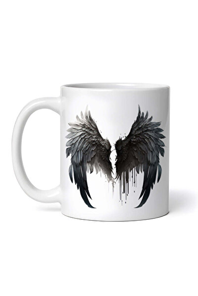 OEM Cană albă personalizată, Aripi de înger Black Death, Inovatix®. 330 ml