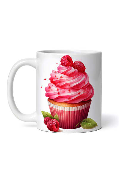 OEM Cană albă personalizată, Muffin cu cremă de zmeură, INOVATIX®. 330ml