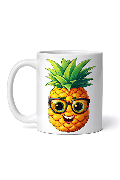 OEM Cană albă personalizată, Ananas cu pahare, Inovatix®. 330 ml