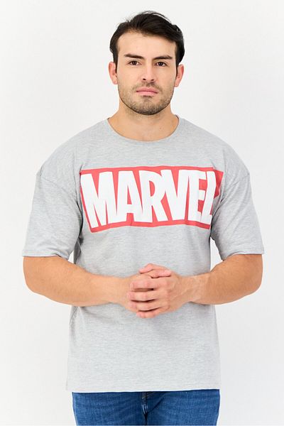 Marvel Men Crew Neck Short Sleeves Graphic Print T-shirt, Grey