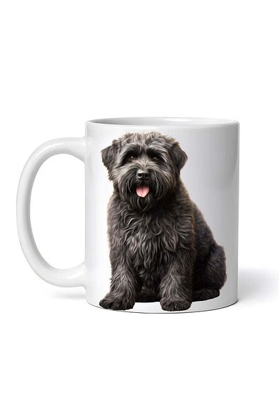 OEM Cană albă personalizată, Bouvier Des Flandres șezând, Inovatix®. 330ml