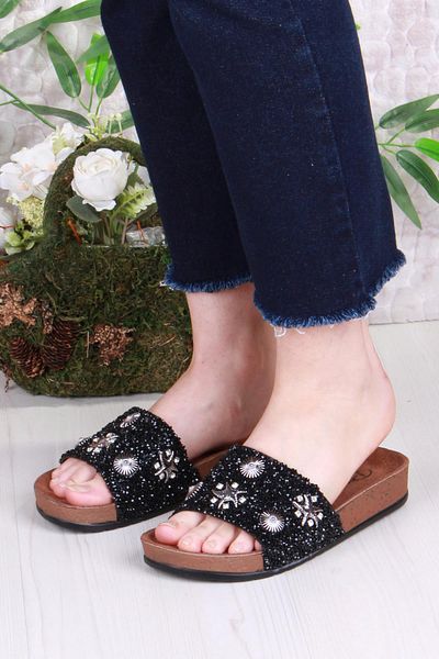 fort 00903 Pienn Anatomical Flexible Comfortable Stone Beaded Women's Slippers