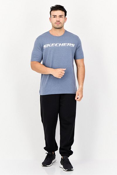 SKECHERS Men Sportswear Fit Short Sleeve Outdoor T-shirt, Slate Blue