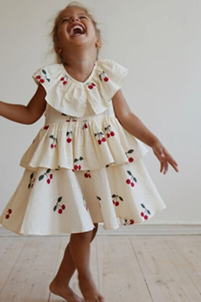 2kids2mom Kiraz Desenli Müslin Elbise (2 - 8 Yaş )