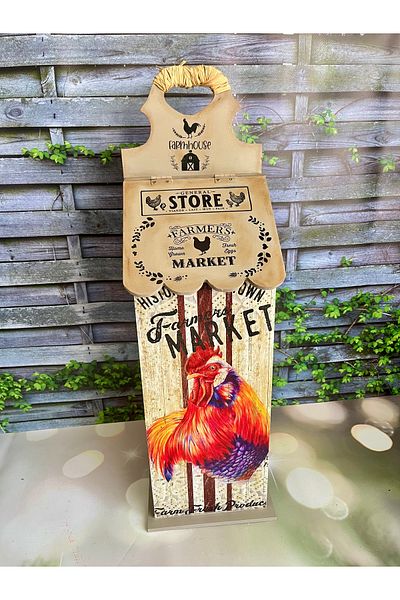Bypinaryuksel Rooster Patterned Hanging Bag Holder, Bag Storage Box