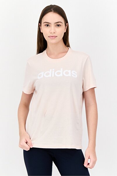 adidas تي شيرت رياضي نسائي بأكمام قصيرة للتدريب، لون خوخي