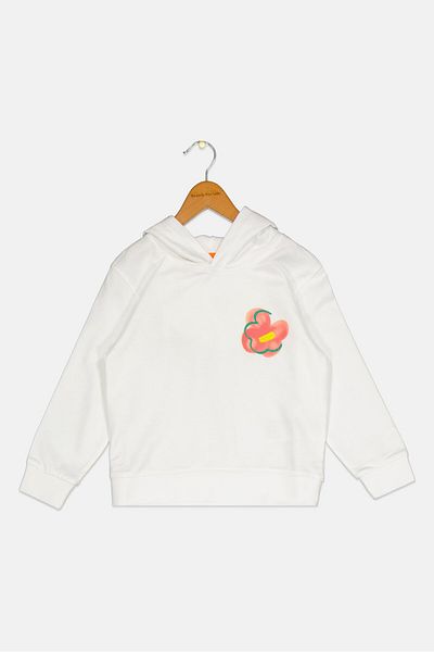 Esprit Kids Girl Hooded Embroidered Long Sleeves Sweatshirt, White