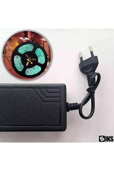 BEŞİKSAN Siks Power Supply For LED Strip, AC 100-240V, DC 12V Socket Power Supply, Black