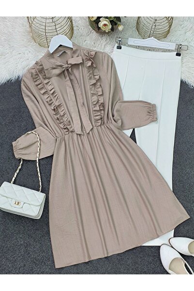HİJABAYA Frilly Ayrobin Tunic with Lace-Up Collar