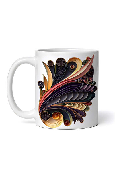 OEM Cană albă personalizată, aranjament cu benzi de quilling, INOVATIX®. 330ml